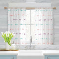 MYSKY HOME Kitchen Curtains - 45 Inch Long Small Rainbow Pom Pom White Boho Drapes for Bathroom, Cafe, Bedroom, Nursery & Girls Room - Rod Pocket - 2 Pieces - 37 x 45 Inch