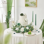 Serwalin 50 Pcs Mixed Artificial Eucalyptus Stems,Babys Breath Artificial Flowers Bulk with Faux Eucalyptus Leaves Greenery Stems for Wedding DIY Bouquets Floral Arrangement Home Decor