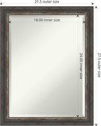 Amanti Art Brown Bathroom Mirror for Over Sink, 27x21 Bark Rustic Char Narrow Rectangle Vanity Mirror, Medium Country Rustic Frame, Hangs Horizonally and Vertically, Bathroom Wall Decor, Beveled Edge