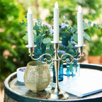 Bronze Candle Holder，5 Arms Metal Candle Holders for Taper Candles（10.6 inch Tall Candlestick Holders, for 1/2-1 inch Pillar Candles Diameter Each）,Candelabra Centerpiece Decoration