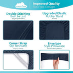 DREAMCARE Sheets Full Size Bed - Cooling Bed Sheets - 6pcs Set - Full Sheet Set - Full Size Sheets - Full Size Sheet Sets Soft & Long Lasting 100% Fine Brushed Polyester with Side Pocket - Navy Blue
