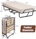 Giantex Folding Bed with Mattress, Rollaway Guest Bed w/ 4 Inch Memory Foam Mattress, Sturdy Metal Frame, Portable Bed Cot Size Easy to Store, Foldable Beds for Adults, Made in Italy