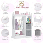 UTEX Kids Play Armoire with Mirror, Storage Bins and Closet for Dress Up and Costumes (White)