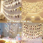 Decute 100 LED 50 Photo Clips String Lights Holder 33FT Starry Fairy Lights for Hanging Pictures Cards Memos USB Powered with Switch Perfect for Bedroom Wedding Dorm Christmas Decor (Warm White)