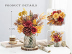 Fake Flowers Artificial Flowers with Vase, Faux Silk Flowers Fake Plants for Farmhouse Kitchen Dining Table Decorations, Fall Decorations for Home Office