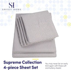 Twin Size Bed Sheets - 4 Piece 1500 Supreme Collection Fine Brushed Microfiber Deep Pocket Twin Sheet Set Bedding - 1 EXTRA PILLOW CASES, GREAT VALUE, Twin, Classic Stripe Gray