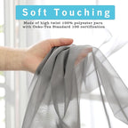 OVZME Grey Sheer Curtains - 96" Inch Length 2 Panels Set, Light Filtering Soft Rod Pocket Voile Drapes for Living Room/Bedroom, Each 42" W x 96" L