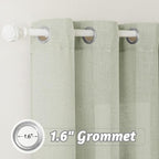 RYB HOME Vertical Linen Curtains Natural Texture - Airy Semi Sheer Drapes with Privacy Assured Modern Farmhouse Style for Living Room Dining Room Kitchen, W 100 inch x L 90 inch, Sage Green, 1 Pc