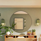 BEAUTYPEAK Circle Mirror Black 36 Inch Wall Mounted Round Mirror with Brushed Metal Frame for Bathroom, Vanity, Living Room, Bedroom, Entryway Wall Decor (Black, 36 Inches)