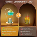 Dimmable Flower Candle Warmer Lamp, Candle Warmer with Timer & 4Bulbs, Womens Gifts for Christmas Birthday, Unique Home Decor for Bedroom Living Room Decor Aesthetic (Yellow/Green)