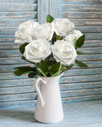 JOYLEX Artificial Flowers Realistic Roses, 50pcs Real Looking Fake Roses with Stem for DIY Wedding Bouquets Centerpieces Bridal Shower Party Home Romantic Decorations (Regular 3" - 50pcs, White)