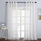 NICETOWN Beige Sheer Curtains for Living Room 120 inches Long, Grommet Voile Sheer Window Treatment Privacy with Light Penetration for Bedroom/Home Family, W54 x L120, 2 Panels