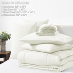 CozyLux Full Size Comforter Set Ivory - 7 Pieces Bed in a Bag, Cream Off White Comforter Full Size, Bedding Sets with All Season Quilted Comforter, Flat Sheet, Fitted Sheet, Pillowcases