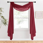 NICETOWN Decorative Scarf Curtain 216 Long - Voile Sheer Home Decor Scarf Valance Window Treatment for Christmas/Thanksgiving (W60 x L216, 1 Panel, Haute Red)