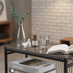 Dulcii Small Side Table for Small Spaces - Slim End Table with Magazine Holder Narrow End Table Living Room - Skinny Bedside Table Nightstand Bedroom Thin Side Table (Grey)