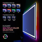 LOAAO 55”X36“ RGB LED Bathroom Mirror with Lights, Large, Anti-Fog, Dimmable Smart Lighted Bathroom Vanity Mirror, Multiple Light Modes, RGB Backlit + Front Light, Memory Function, Tempered Glass
