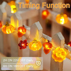 BOHON Thanksgiving Decoration Acorn 3D Pumpkin Maple Leaf String Lights Battery Operated with Remote 10ft 30 LEDs Orange Fall Lights for Home Autumn Garland Harvest Halloween Party Christmas Decor