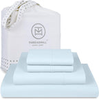 Threadmill Luxury 800 Thread Count California King 100% Cotton Sheets - Light Blue Sateen Weave Bed-Sheets, Better Than Egyptian Cotton,4 Pc Solid Bedding Set, Fits 16" Deep Pocket