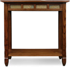 Leick Home 10059 Rustic Slate Tile Hall Console Sofa Table with Shelf, Rustic Oak