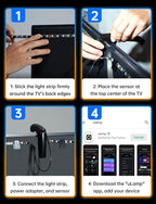 FFJ TV LED Backlight with Sensor, 14.7ft Cuttable RGB Lights That Change with TV for 55-65 Inch Screen and PC Monitor, Smart App Control, Game & Music Sync Color Changing Light