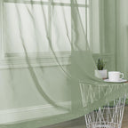OVZME 2 Panels Sheer Sage Green Curtains 72 Inches Length Window Treatment for Kitchen, Elegant Airy Transparent Curtain Draperies Rod Pocket for Kids Living Room, Each 42 Width 72 Length