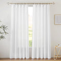 RYB HOME White Curtains & Drapes - Linen Textured Semi Sheer Curtains Privacy Panels for Living Room Bedroom Dining Bathroom Farmhouse Large Window Decor, W 70 x L 63, 2 Pcs