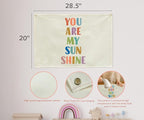 Boho Rectangular Banner Flag Wall Sign Decor Gift for Baby Girl Kids,Nursery Baby Room Above Crib Bedroom Living Room Wall Decor-You Are My Sun Shine-Baby,Shower Birthday Christmas Gift