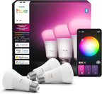 Philips Hue Smart LED A19 Bulb, White & Color Ambiance, E26 Base, 7.2W, Full Spectrum Light 1000K-20000K, 810 Lumens, Dimmable, Works with Alexa, Google,& Apple Home, 3pk