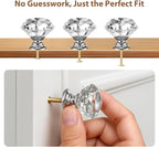 DEELF 12 Packs Kitchen Cabinet Knobs, 40 mm Crystal Cabinet Knobs, Diamond Dresser Handle Drawer Pulls, Dresser Knobs for Cabinets and Drawers, Silver Base