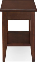 Laurent Narrow End Table, Solid Wood with Drawer and Shelf, Chocolate Cherry Brown, Perfect for Living Rooms, Bedrooms, and Small Spaces – Leick Home, 10506