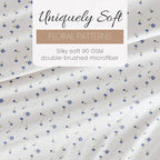 Linen Market Double-Brushed Patterned Microfiber California King Sheet Set 4 Piece – Oeko-TEX Certified Ultra Soft & Wrinkle-Free - 16" Deep Pocket Sheets Easy Care Cal-King Size - Soft Floral Blue