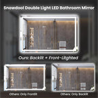 60"X30" LED Bathroom Mirror with Front Lights and Backlit, Anti-Fog, Dimmable, Shatter-Proof Tempered Glass, Lighted Bathroom Vanity Mirror for Wall with 3 Colors, Memory Function