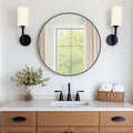 DUMOS Black Circle Mirror for Wall 24.02 inch, Bathroom Round Mirror for Over Sink, Bathroom, Entryway, Bedroom, Vanity