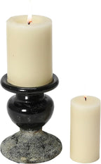 Creative Co-Op 2-Tone Sculptural Terracotta Pillar Candle Holder, Distressed Black