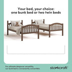 Storkcraft Long Horn Twin-Over-Twin Bunk Bed (Hazelnut)- GREENGUARD Gold Certified, Converts to 2 Individual Twin Beds