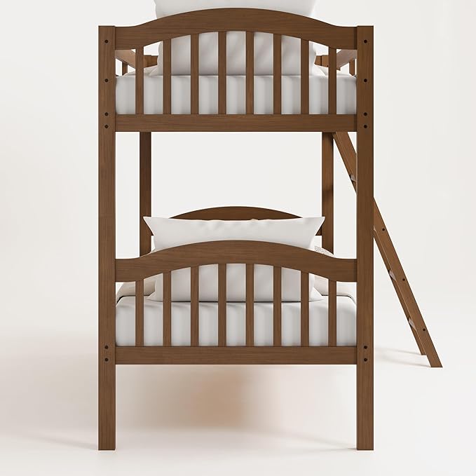 Storkcraft Long Horn Twin-Over-Twin Bunk Bed (Hazelnut)- GREENGUARD Gold Certified, Converts to 2 Individual Twin Beds