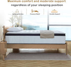 Full Size Mattress, 12 Inch Memory Foam, Independent Spring, Soft and Comfortable Medium Firm Hybrid Mattress in A Box, Pressure Relief