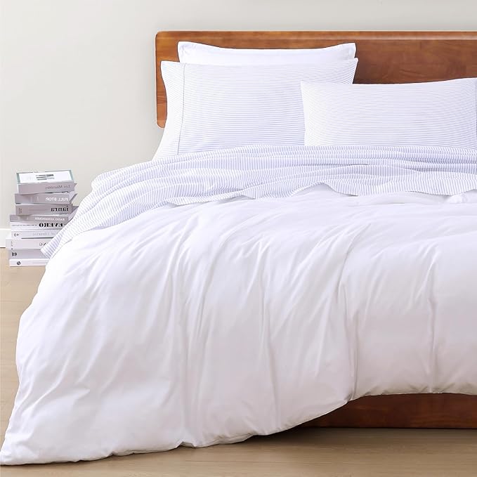 LANE LINEN 100% Organic Printed Cotton Sheets Twin Size, Classic Ticking Stripe Print (Available in Variety of Prints) Soft & Comfy Low Pill Fade Resistant Naturally Cooling Machine wash Twin Sheets