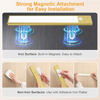 Gritin 10.2inch Under Cabinet Lighting Rechargeable -84 LED Super Bright,3-Color& 5 Level Brightness,4 Modes,Motion Sensor, Long Lasting- Easy Installation Magnetic Closet Lights -2 Pack-Gold