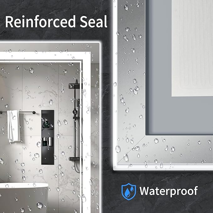 55"x36" LED Bathroom Mirror with Anti-Fog, Stepless Dimmable Lights, 3 Color Modes, Shatter-Proof Tempered Glass, Memory Function & Waterproof Design