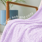Exclusivo Mezcla Fleece Twin Size Blanket for Bed, 90x66 Inches Soft Cozy Jacquard Flannel Blankets, Lightweight Fuzzy Plush Warm for Winter, Lilac Purple
