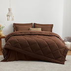 Love's cabin King Size Comforter Set Brown, 7 Pieces King Bed in a Bag, All Season Bedding Sets with 1 Comforter, 1 Flat Sheet, 1 Fitted Sheet, 2 Pillowcase and 2 Pillow Sham