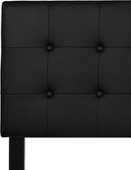 Flash Furniture Lennox Button Tufted Upholstered King Size Headboard in Black Vinyl with Adjustable Bed Rail Slots