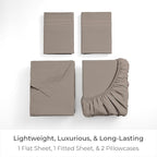 Mellanni Queen Sheets Set - 4 PC Iconic Collection Bedding - Hotel Luxury, Extra Soft, Cooling Bed Sheets - Wrinkle, Fade, Stain Resistant (Queen, Tan)
