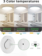 hepside 23INCH Big Dimmable Flush Mount Ceiling Light Fixture White, 3CCT Selectable 3000/4000/6500K Ceiling Lamp, 50W 5000LM Super Bright Low Profile Light for Bedroom, Kitchen, Bathroom, Hallway