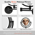 GURUN 8.5 Inch Magnifying Makeup Mirror with 3 Tones Dimmable LED Lights Double Sided Touch Control Vanity Mirror for Bathroom with 10X Magnification M1809DO-T (Oil-Rubbed Bronze/10X)