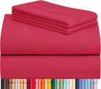 LuxClub 4 PC Sheet Set Bed Sheets Deep Pockets 16" Eco Friendly Wrinkle Free Cooling Machine Washable Hotel Bedding Silky Soft - Red California King