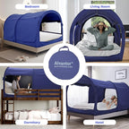 Alvantor Bed Canopy Bed Tents Dream Tents Privacy Space Twin Size Sleeping Tents Indoor Pop Up Portable Frame Curtains Breathable Grey Cottage (Mattress Not Included) Reducing Light