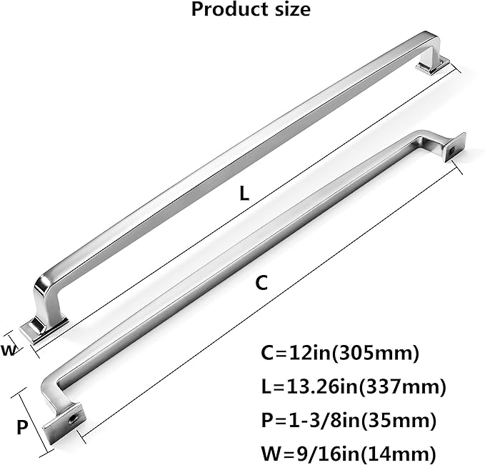 khtumeware 6 Pack 12 Inch Kitchen Cabinet Handles Polished Chrome Cabinet Pulls Drawer Pulls Kitchen Cabinet Hardware Kitchen Handles for Cabinets Cupboard Handles Drawer Handles