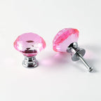 12pcs Diamond Shape Crystal Glass 30mm Cabinet Drawer Knob Pink